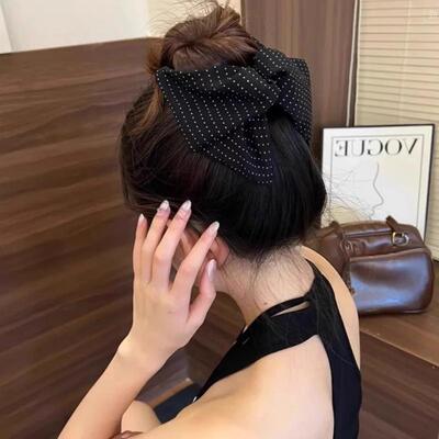 French fabric polka dot triangular hair clip, Hepburn style,