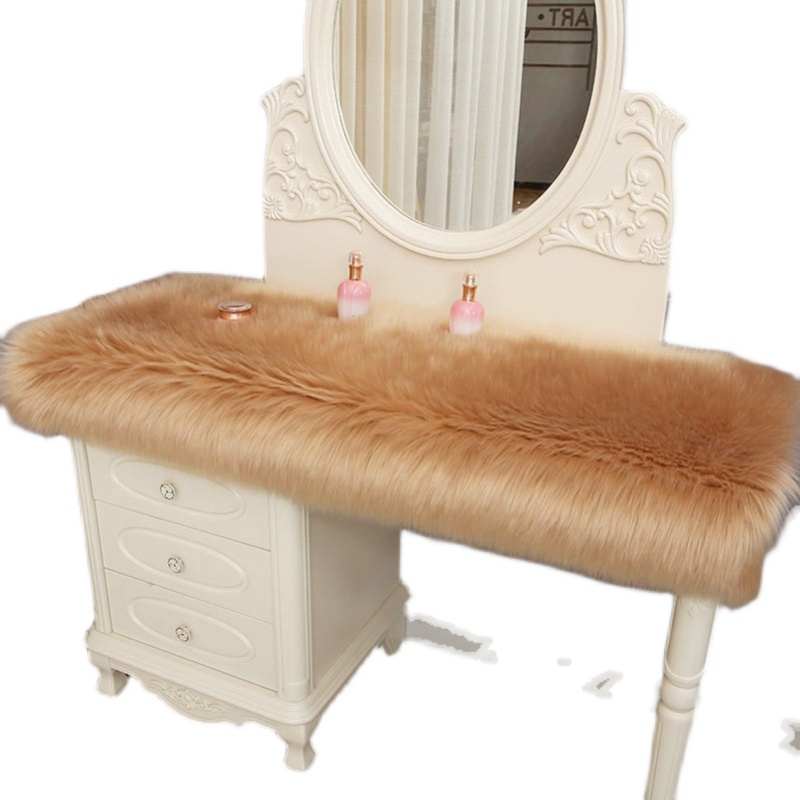 天台华莲长毛绒化妆台垫桌面垫毛毛桌布台布网红ins仿羊毛装饰梳