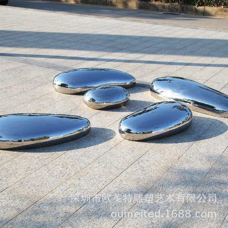 户现货工厂抽象不锈鹅蛋鹅卵石石头创意椭圆雕塑水滴外庭钢院园卵