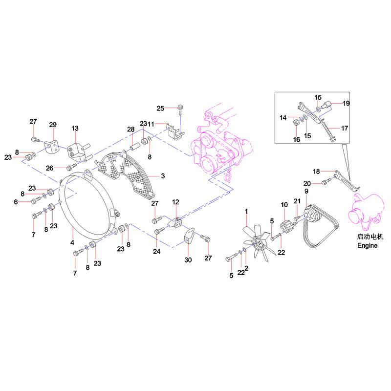 三一SY235C挖掘机发动机风扇护罩B229900004176 五十铃发动机护罩