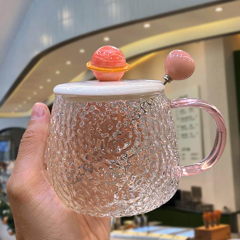 ins风高颜值马克杯带盖子勺耐热玻璃杯子女生水杯情侣咖啡早餐茶