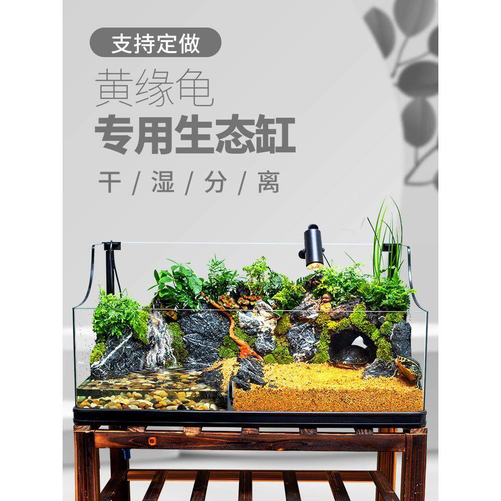 黄缘龟专用缸玻璃乌龟缸青龙石生态造景水陆缸鱼缸大型水族箱家用