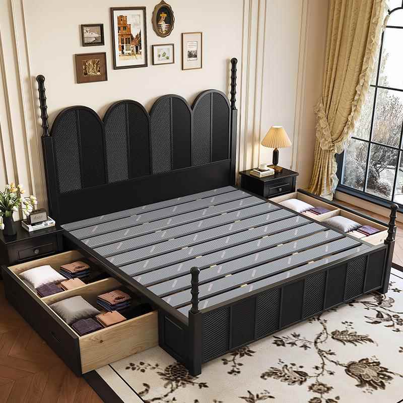 美式古风木.PAPCn3ee8复主卧1简约古双人床1.5法式现代黑床色婚床