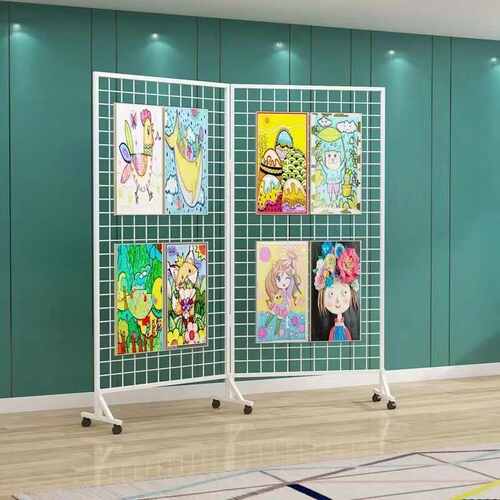 铁艺折叠网格展示架幼儿园作品画展画室美术室内户外可移动展览架
