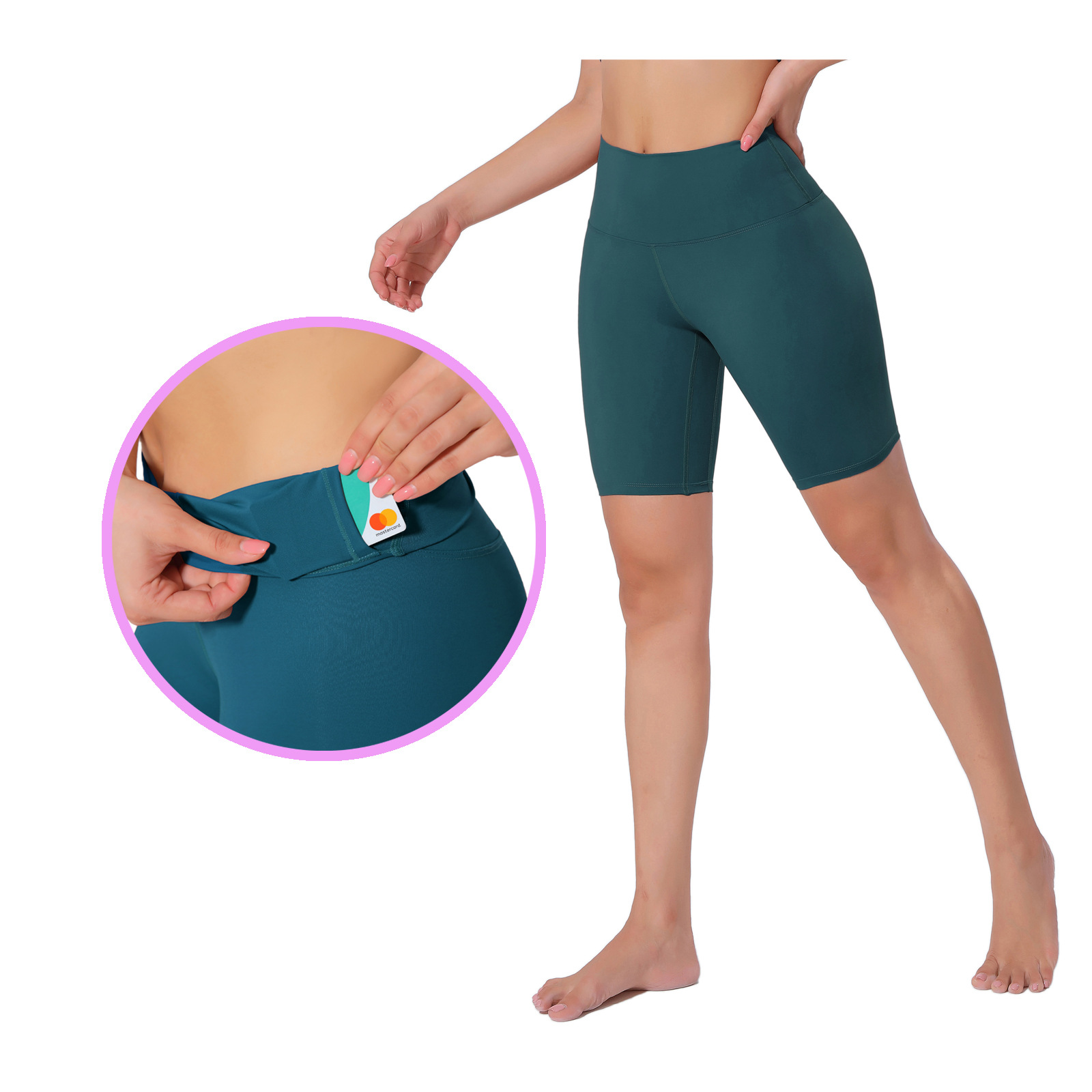 欧紧65694身三分裸感瑜美裤夏 速干瑜伽裤lul伽u骑行健身裤女短锦