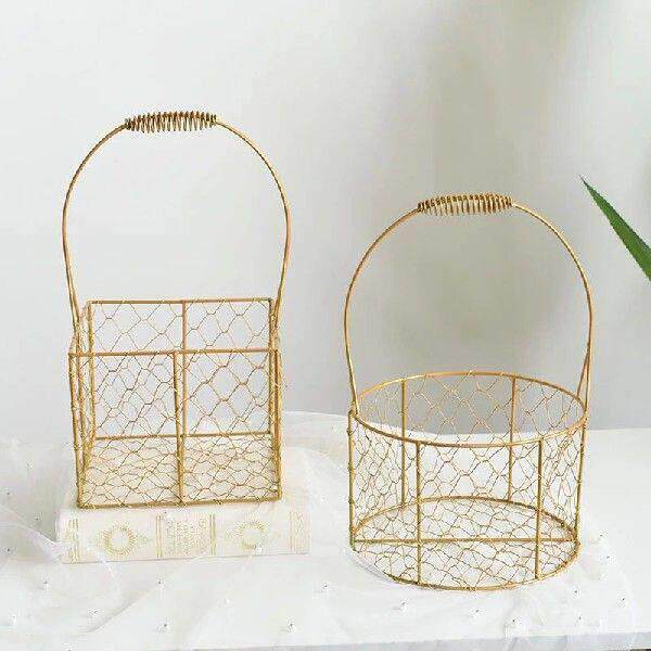 Wrought Iron Portable Sundries Basket Sturdy Wedding Flower