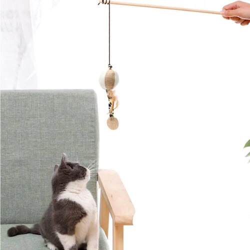 1PC Teaser Feather Toys Kitten Funny Colorful Rod Cat Wand T