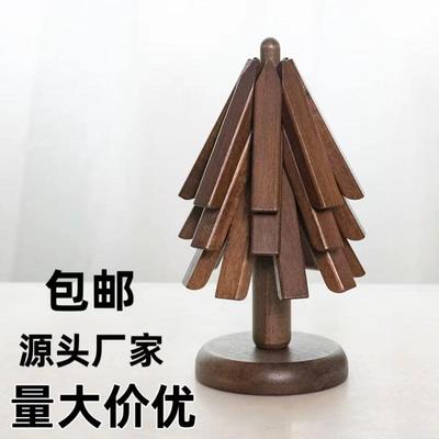一棵树黑胡桃隔热垫创意圣诞餐垫杯垫木质圆形防烫耐热垫餐桌摆件