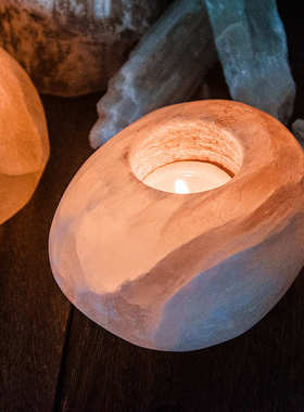 香薰工艺品烛台光源酒吧家居鹅卵石餐厅新款创意烛台石膏温馨矿石