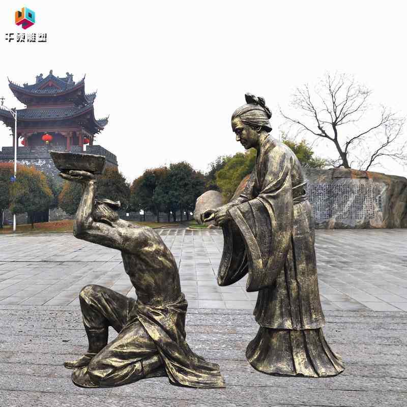 现货玻璃钢人物雕塑岳母刺字成语故事校园文化户外景观装饰摆件