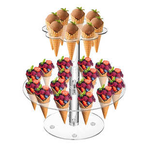 双层透明亚克力冰淇淋支架 锥形蛋卷架脆筒寿司卷架8孔16孔