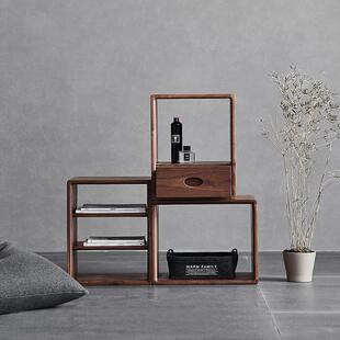 实61035976木格架子柜简小书柜置物自由组合落地约奢轻日式多功能