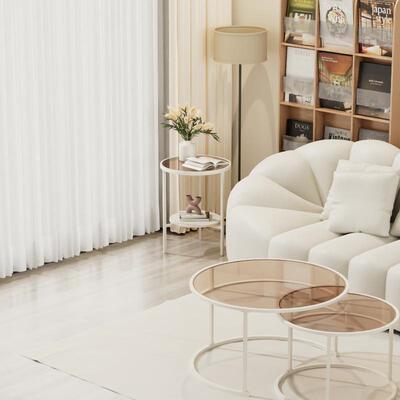 奶HAM油客厅沙发圆形玻璃迷你小边桌北欧角风岩风板动几创移意小