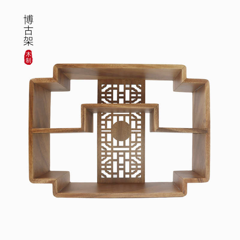 新中式实木茶杯架子茶室简约桌面收纳展示架茶具架小型博古架木质
