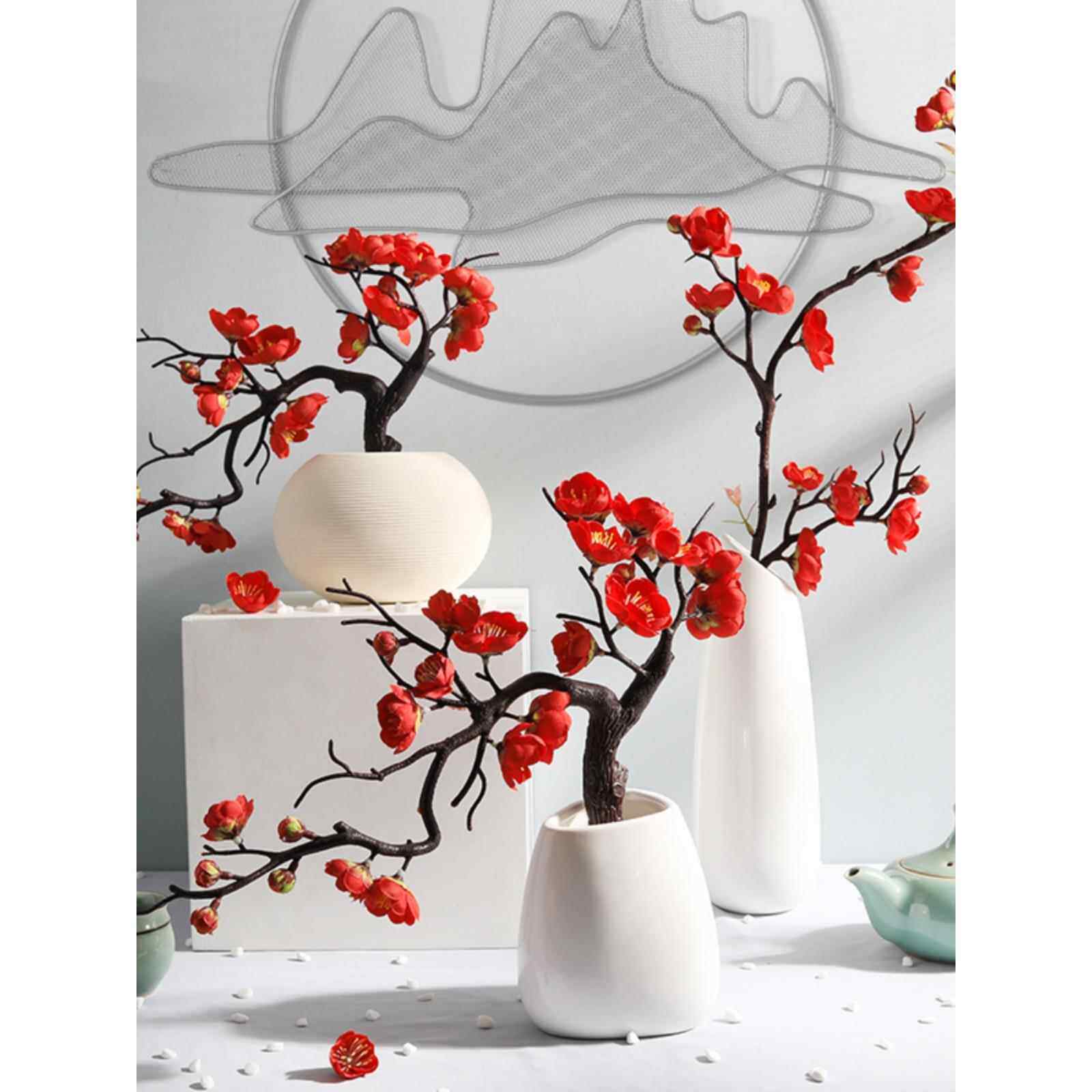 梅花模拟干花花束中国插花盆景客厅装饰品新年腊梅假花装饰品