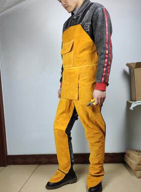 正品牛皮焊工腿防护温工作服氩弧焊分围裙反装防烫隔耐高劳动保热