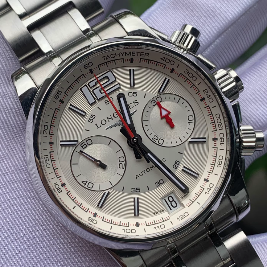 [9.8新]浪琴康卡斯系列精钢自动机械42mm计时男表L3.666.4.76.6