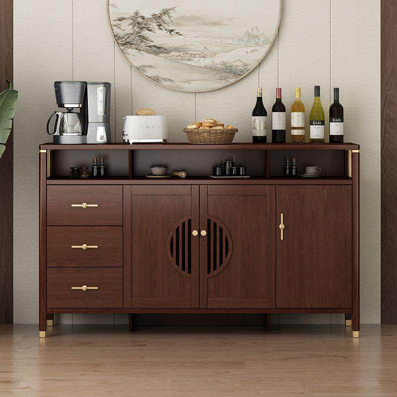 新中式餐边柜靠墙实木色客厅酒柜茶水柜简约家用餐厅储物柜厨碗柜