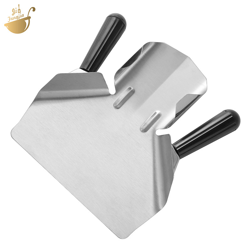 不锈钢薯条铲汉堡店专用不锈钢薯条铲薯条包装铲单双柄全钢薯条铲