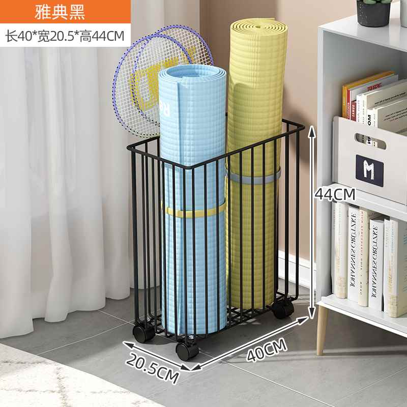 瑜伽垫收纳架健身器材收纳篮羽毛球拍置物筐夹缝可移动带轮小推车
