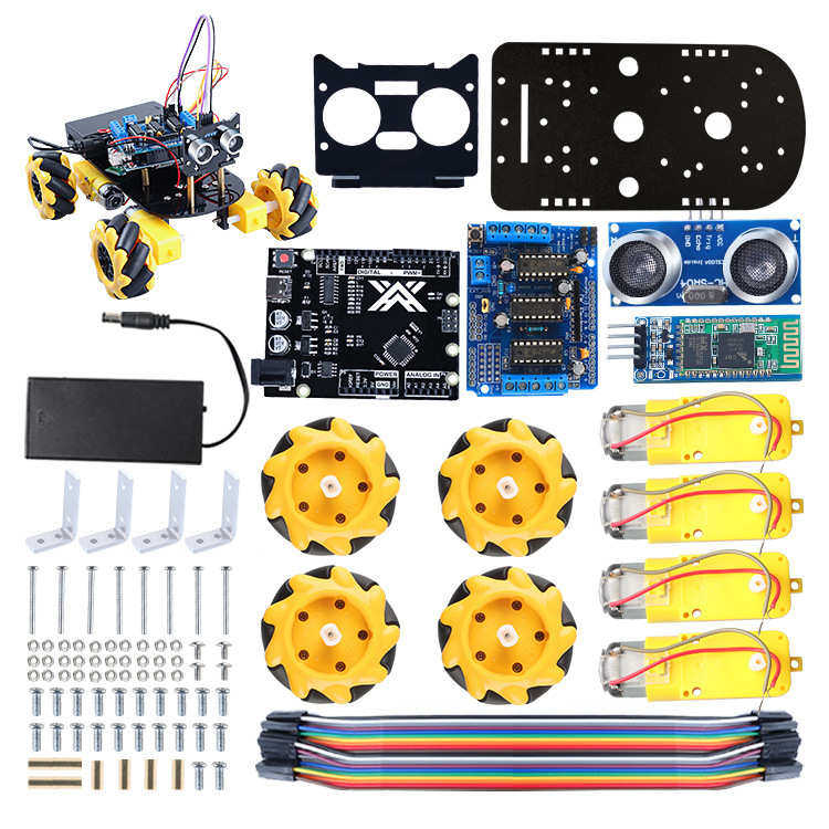 L293D电机驱动机器人360度旋转兼容Arduino麦克纳姆轮小车套件