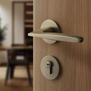 青古铜色卧室门锁房间静音磁吸两件式 彷古房门锁覆古室内木门门把