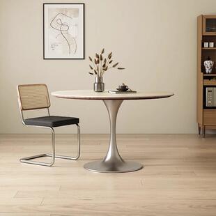 严奢用中香古风郁金餐桌实木饭桌家小型BHS8岩板圆桌餐桌户椅子一