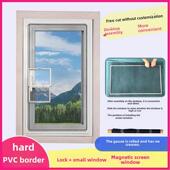 硬Pvc框防蚊磁纱窗防拉手小窗顶纱窗自定义纱窗网免切割自安装