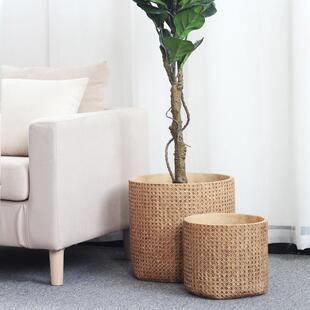 北欧栽泥花盆客厅落地织大号XY8576 仿编竹编 1简约室内盆创意个性