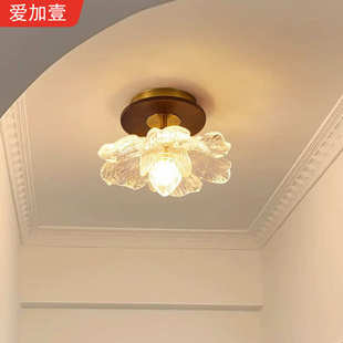 轻奢入户玄关灯走廊过道灯复古中古进门灯宋代美学阳台吸顶灯 法式