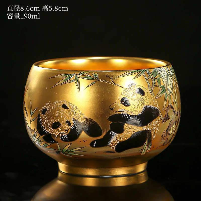 黄剑鹏纯手工鎏金建盏手绘高档九龙鱼主人茶杯子品茗功夫茶具