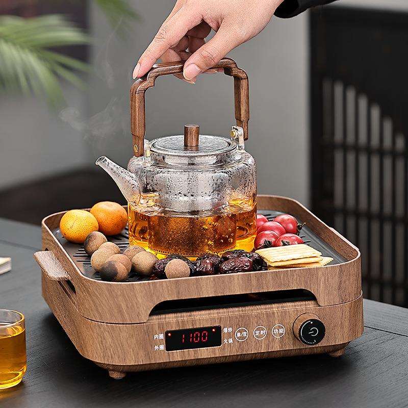 甄选2025新款围炉煮茶套装室内家用电烤火炉煮茶具器全套茶桌茶壶