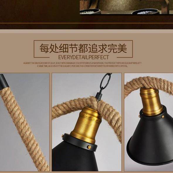古风吊灯美式咖啡厅个性创意服装店工业风餐厅铁艺酒吧台麻绳吊灯