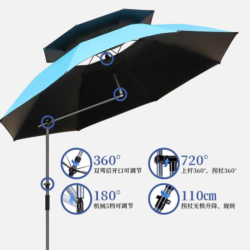 万向折叠钓鱼伞户外防雨防晒防紫外线垂钓伞户外2.4米2.2米大钓伞