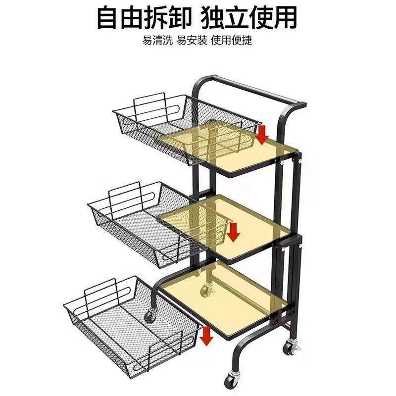 三层厨房置物小架家用可移动KBV置储物架层多收纳多功能物架摆摊