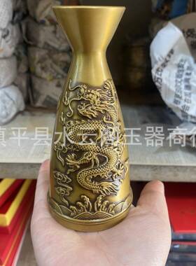 仿古铜制品黄铜分酒器仿古黄铜花瓶铜器工艺品摆件博古架摆件