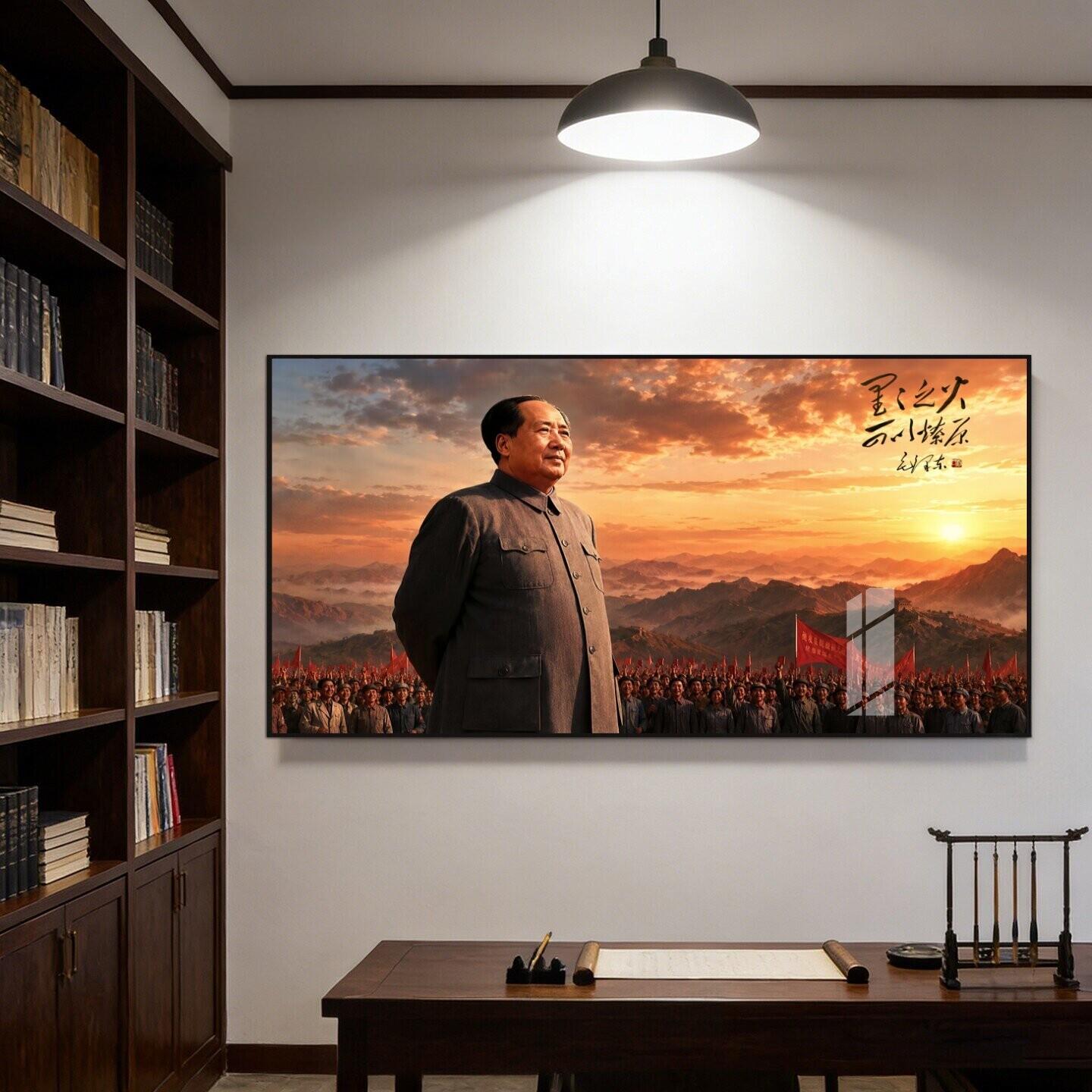 毛主席语录靠山图装饰画毛泽东伟人画像客厅书房办公室背景墙挂画