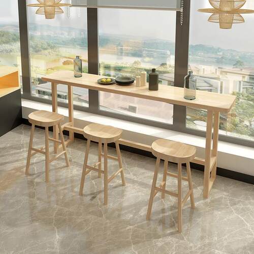 简约实木吧台桌阳台家用餐桌高脚桌北欧休闲 奶茶店桌椅酒吧桌椅