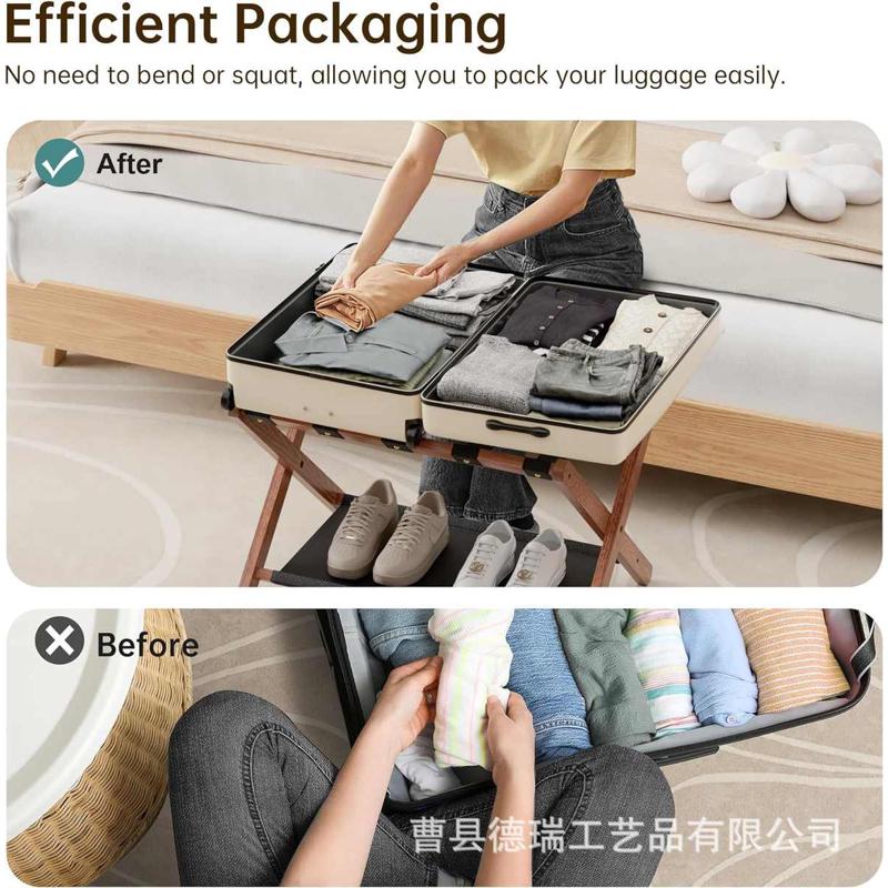 实木酒店行李箱收纳架落地鞋子展示架创意木质双层整理架