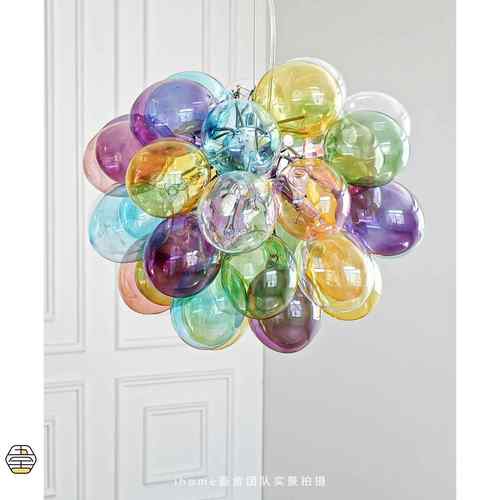 北欧设计师彩色玻璃气球泡泡儿童房吊灯创意个性艺术卧室饭厅灯
