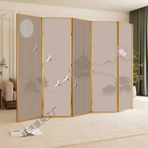 新中式屏风隔断客厅入户玄关房间办公室可移动折叠铝合金折屏遮挡