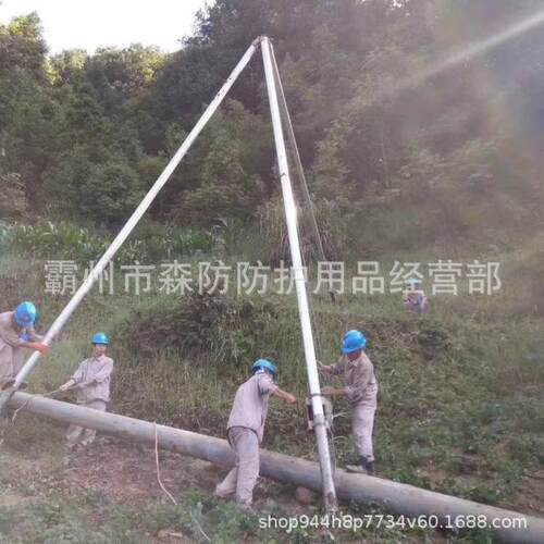 手摇绞磨立杆机带人力绞磨铝合金管式人字抱杆LBGR100J-6电力抱杆