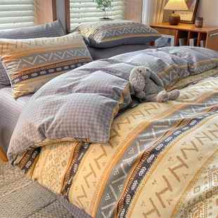 加厚纯加厚磨毛套棉被单冬季 加厚磨毛全棉150x200件x230cm舍被单