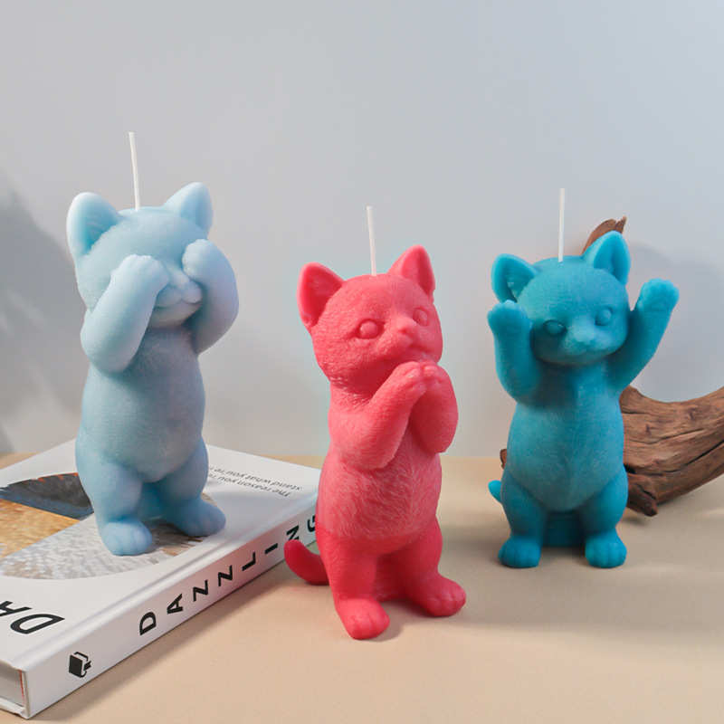 新款diy硅胶模具大号可爱猫咪蜡烛硅胶模具大尺寸香薰蜡烛模具