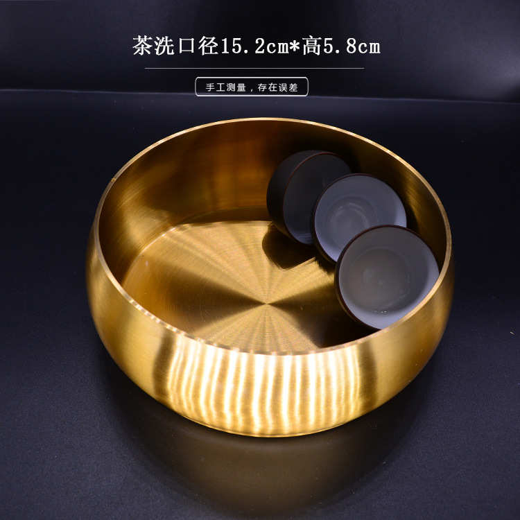 铜茶洗大号水洗茶碗笔洗 铜艺茶道六君子铜壶承茶具配件