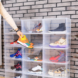 透明塑料鞋盒侧开磁吸门篮球鞋展示柜鞋架家居防尘收纳整理盒大号