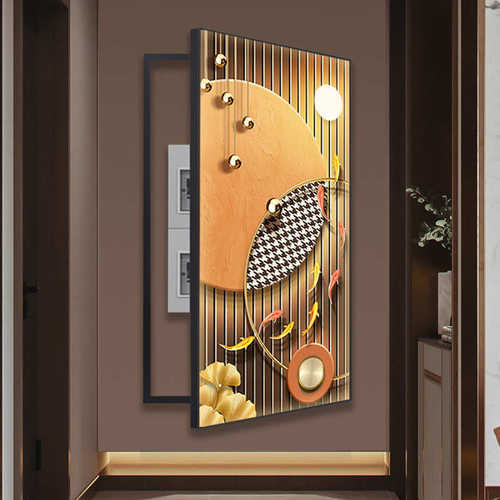 竖挂画电表面尺寸箱装饰画简约电闸消防栓遮挡金瓷画超大箱现代款