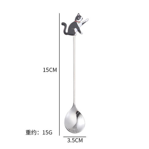 不锈钢勺子勺子创意猫咪蜂蜜饭勺
