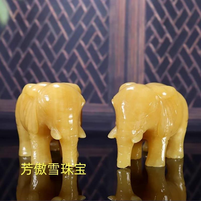 米黄玉大象摆件家居办公装饰吉祥吸水玉象摆件黄玉对象摆件