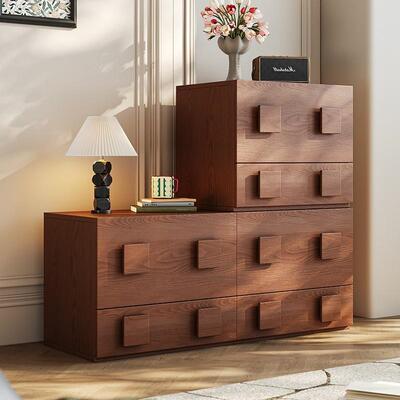 粤乐居中古风客厅复古风卡门柜电视柜白蜡实木落地斗柜组合储物柜